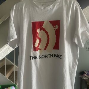 The North Face White T-Shirt with Red Logo